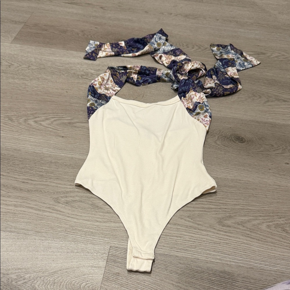 NWT Fore Floral Halter Bodysuit